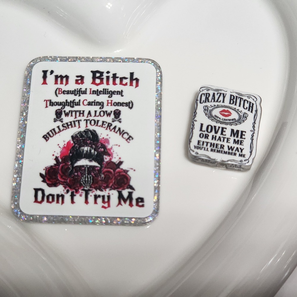 Spicy I'm A B*tch Flatback Focal Bead Keychain Bag Charm Beaded Pen Crafts